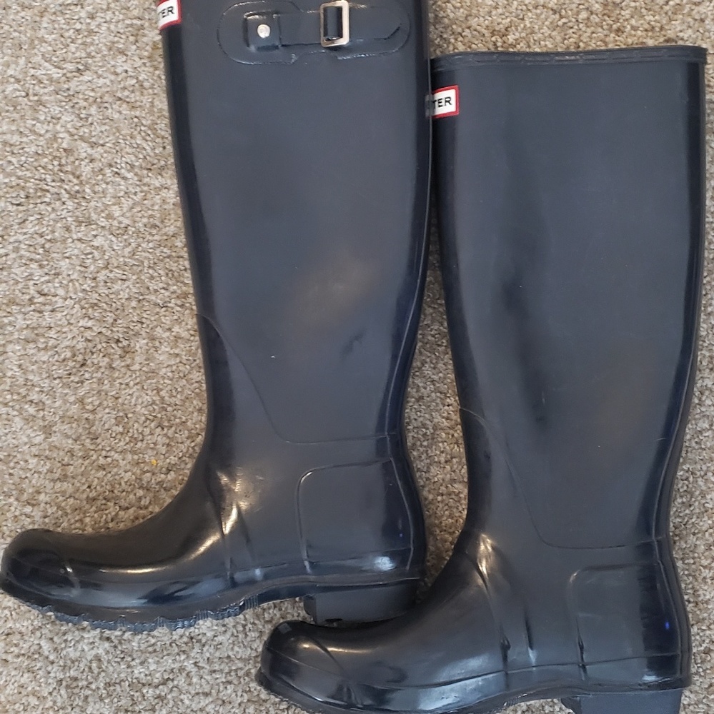 Hunter Navy Blue Original Gloss Tall Boots